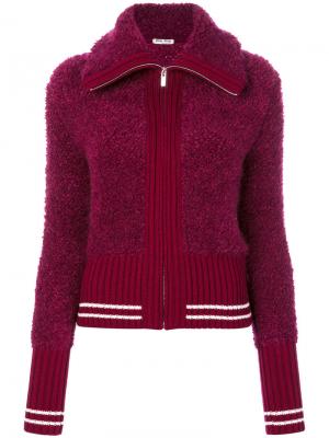 Трикотажный пиджак на молнии Miu. Цвет: розовый и фиолетовый