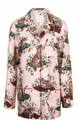 Шелковая блуза в пижамном стиле с принтом Dolce & Gabbana. Цвет: разноцветный