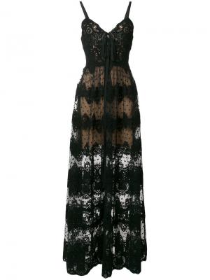 Полупрозрачное кружевное платье Elie Saab. Цвет: чёрный