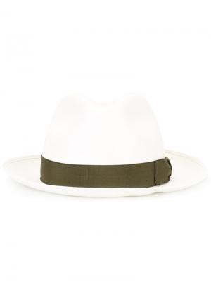 Шляпа-трилби с лентой цвета хаки Borsalino. Цвет: телесный