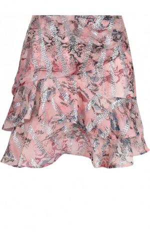 Мини-юбка с оборками и принтом Iro. Цвет: светло-розовый