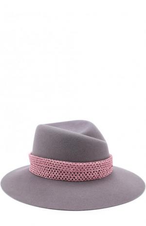 Фетровая шляпа Virginie с декоративной лентой Maison Michel. Цвет: серый