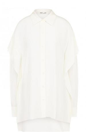 Шелковая блуза свободного кроя с оборками Diane Von Furstenberg. Цвет: кремовый