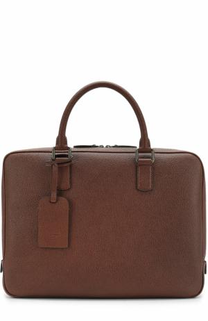 Кожаная сумка для ноутбука Giorgio Armani. Цвет: коричневый