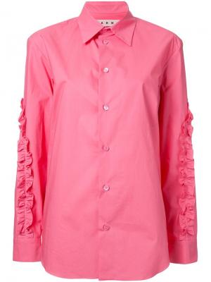 Рубашка с оборками Marni. Цвет: розовый и фиолетовый