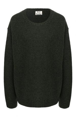 Шерстяной пуловер с круглым вырезом Acne Studios. Цвет: хаки