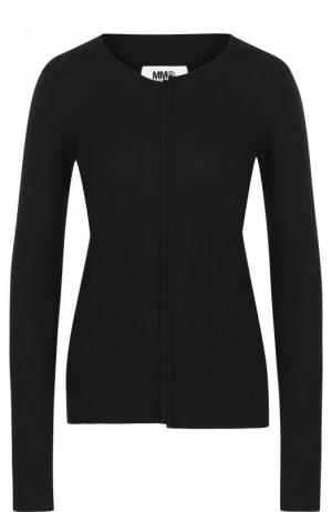 Пуловер фактурной вязки с круглым вырезом Mm6. Цвет: черный