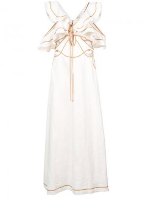 Платье Flutter с вырезными деталями Zimmermann. Цвет: белый