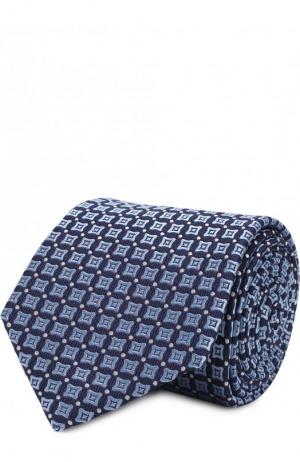 Шелковый галстук с узором Eton. Цвет: темно-синий