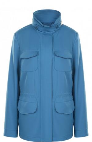 Приталенная куртка с карманами и воротником-стойкой Loro Piana. Цвет: бирюзовый