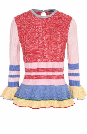 Пуловер с баской и укороченными расклешенными рукавами Alexander McQueen. Цвет: разноцветный
