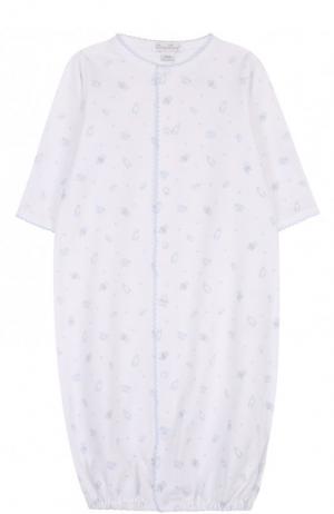 Хлопковая пижама на кнопках с принтом Kissy. Цвет: голубой