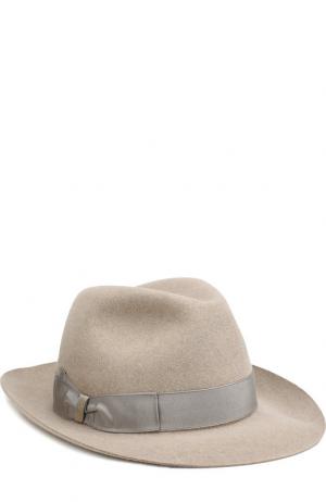 Фетровая шляпа с лентой Borsalino. Цвет: светло-серый