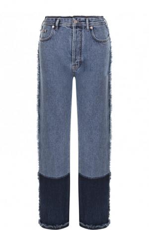 Укороченные джинсы прямого кроя с потертостями Acne Studios. Цвет: синий