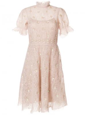 Платье с отделкой пайетками Valentino. Цвет: розовый и фиолетовый