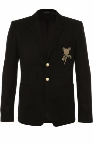 Однобортный кашемировый пиджак с вышивкой Alexander McQueen. Цвет: черный