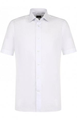 Хлопковая сорочка с короткими рукавами Ermenegildo Zegna. Цвет: белый