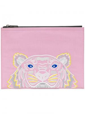 Клатч с изображением тигра Kenzo. Цвет: розовый и фиолетовый