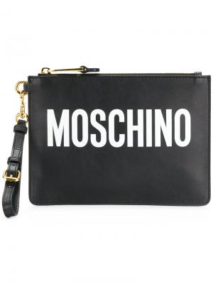Клатч с принтом логотипа Moschino. Цвет: чёрный