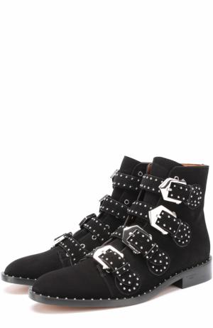 Замшевые ботинки Elegant Studs с заклепками Givenchy. Цвет: черный