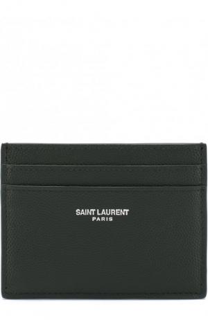 Кожаный футляр для кредитных карт Paris Saint Laurent. Цвет: темно-зеленый