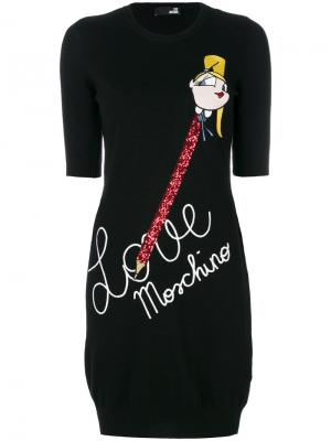 Вязаное платье Love Moschino. Цвет: чёрный
