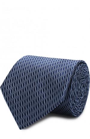 Шелковый галстук с узором Emporio Armani. Цвет: синий
