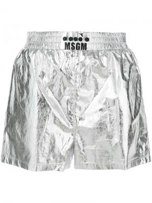Metallic boxing shorts MSGM. Цвет: металлический