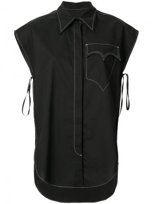 Оверсайз-рубашка с короткими рукавами Mm6 Maison Margiela. Цвет: чёрный