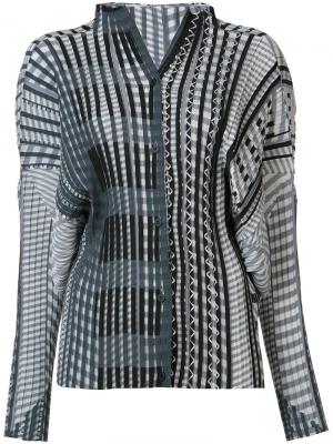 Плиссированная блузка с геометрическим принтом Issey Miyake. Цвет: чёрный
