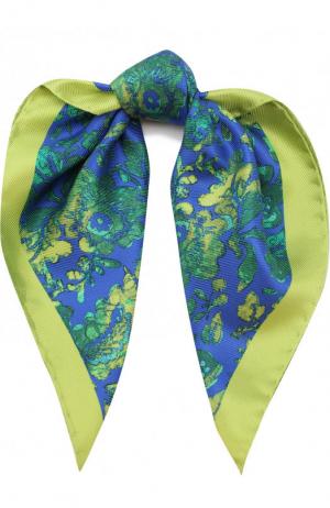 Шелковый платок с цветочным принтом Kiton. Цвет: синий