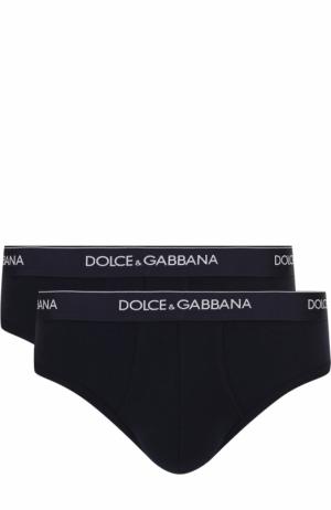Комплект из двух хлопковых брифов с широкой резинкой Dolce & Gabbana. Цвет: синий