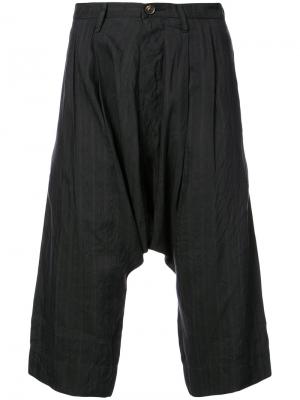 Полосатые брюки с заниженным шаговым швом Ziggy Chen. Цвет: чёрный