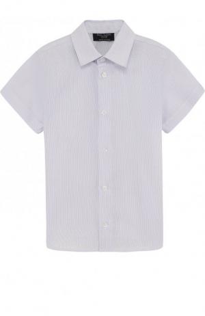 Хлопковая рубашка прямого кроя с короткими рукавами Dal Lago. Цвет: голубой