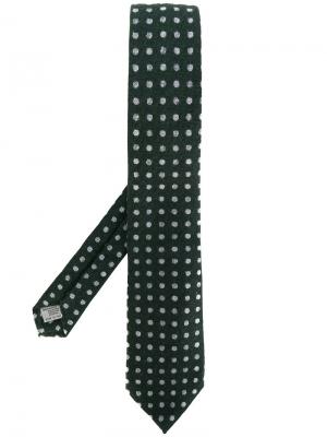 Трикотажный галстук в горошек Canali. Цвет: зелёный