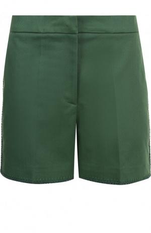 Хлопковые мини-шорты со стрелками Fendi. Цвет: зеленый