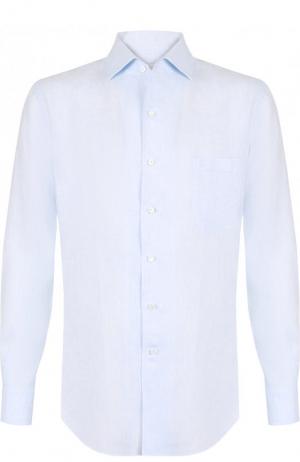 Льняная рубашка с воротником кент Loro Piana. Цвет: голубой