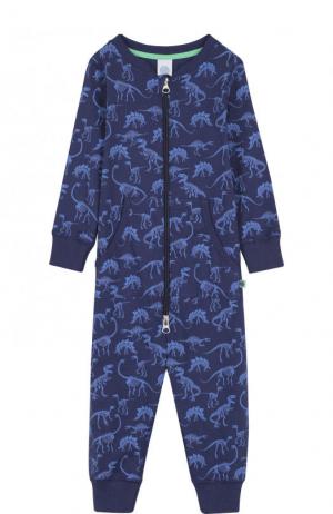 Хлопковая пижама с принтом Sanetta. Цвет: синий