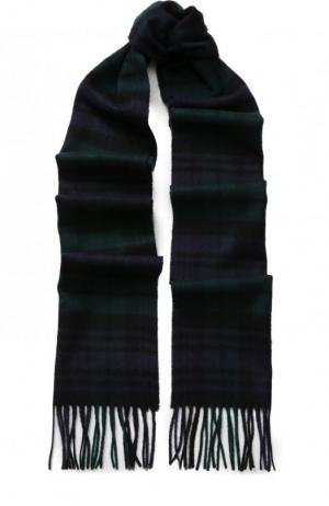 Кашемировый шарф в клетку с бахромой Johnstons Of Elgin. Цвет: темно-зеленый
