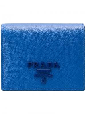Классический складной кошелек Prada. Цвет: синий
