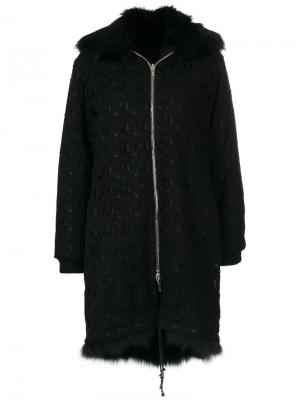 Пальто на молнии с меховым воротником Giambattista Valli. Цвет: чёрный