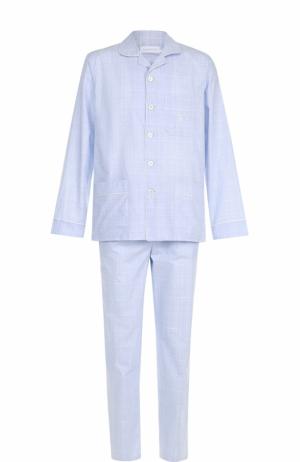 Хлопковая пижама с брюками Ermenegildo Zegna. Цвет: голубой