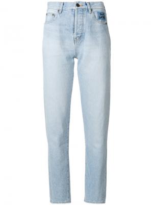 Зауженные джинсы с завышенной талией Saint Laurent. Цвет: синий