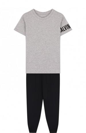 Хлопковая пижама Calvin Klein Underwear. Цвет: серый
