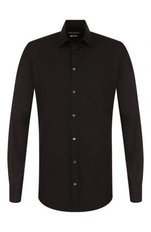 Хлопковая рубашка с воротником кент Dolce & Gabbana. Цвет: черный