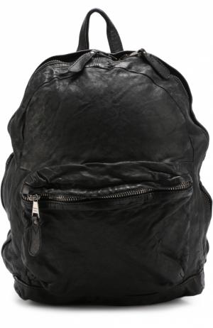 Кожаный рюкзак с эффектом крэш Giorgio Brato. Цвет: черный