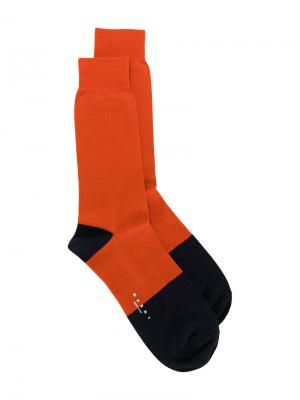Носки по щиколотку дизайна колор-блок Marni. Цвет: жёлтый и оранжевый