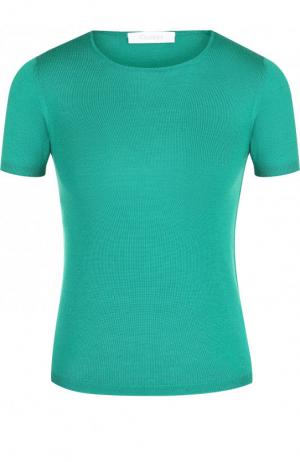 Однотонная футболка из смеси кашемира и шелка Cruciani. Цвет: зеленый