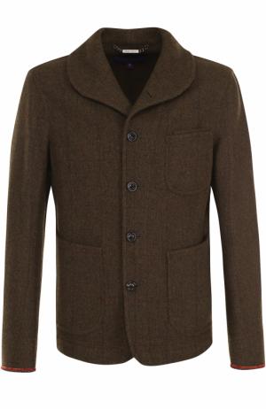 Укороченное пальто из смеси шерсти и шелка Ralph Lauren. Цвет: оливковый