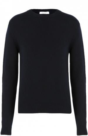 Кашемировый пуловер с круглым вырезом и заклепками Valentino. Цвет: синий